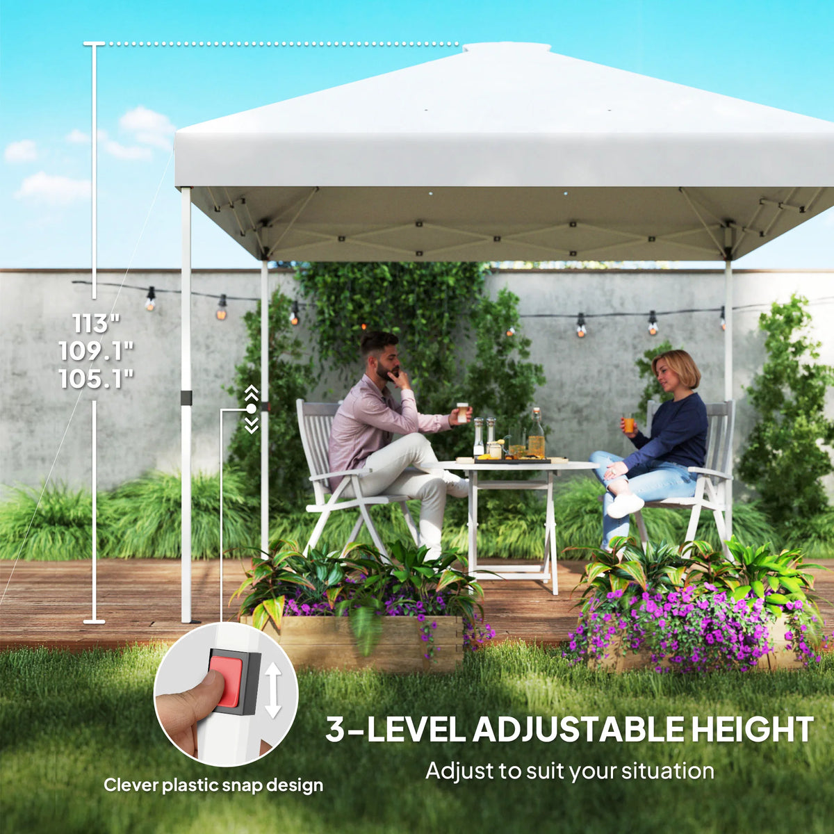 10×10 ft Pop-Up Canopy Tent with 2 Half Sidewalls