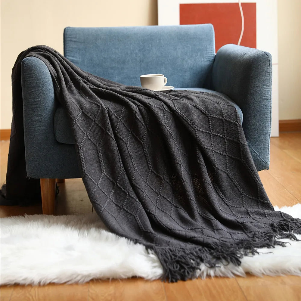 Oversized Boho Knit Throw Blanket