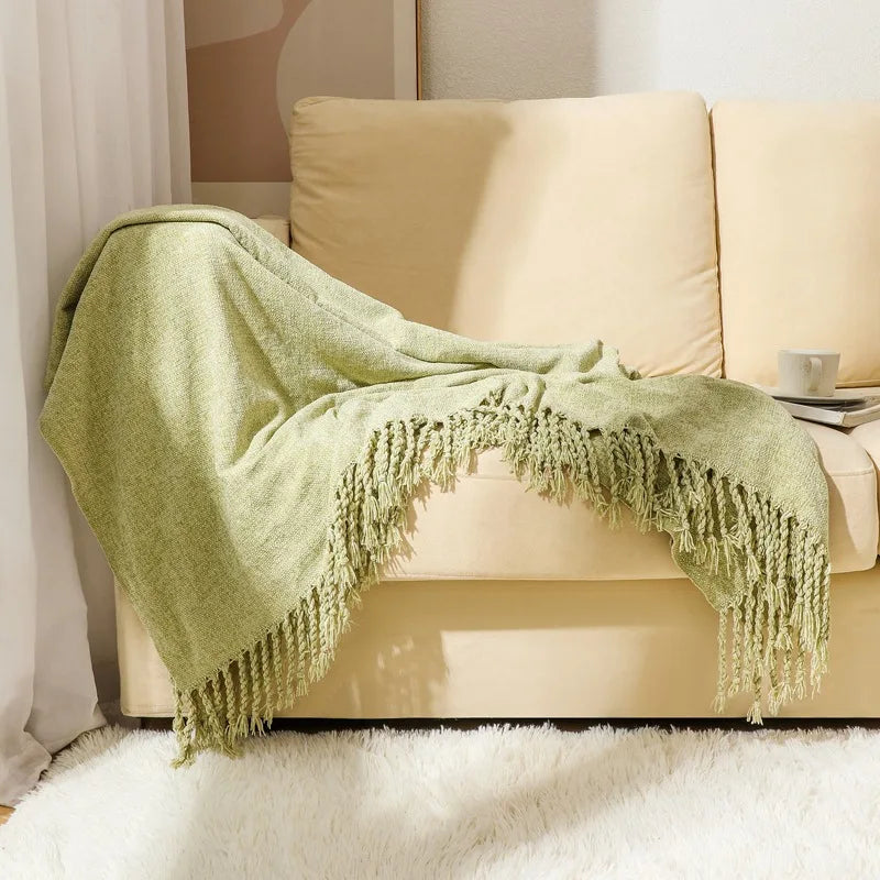 Chenille Summer Knitted Throw Blanket
