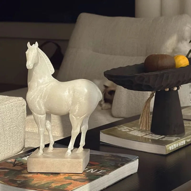 Vintage White Horse Resin Sculpture