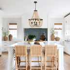 Boho Wood Bead Dimmable Chandelier