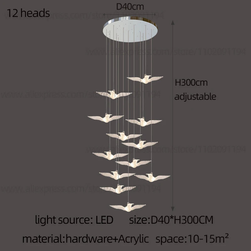LED Bird Pendant Chandelier