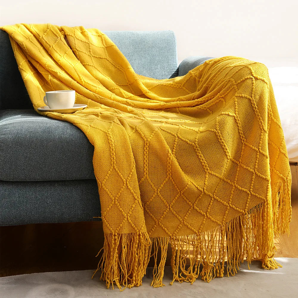 Oversized Boho Knit Throw Blanket