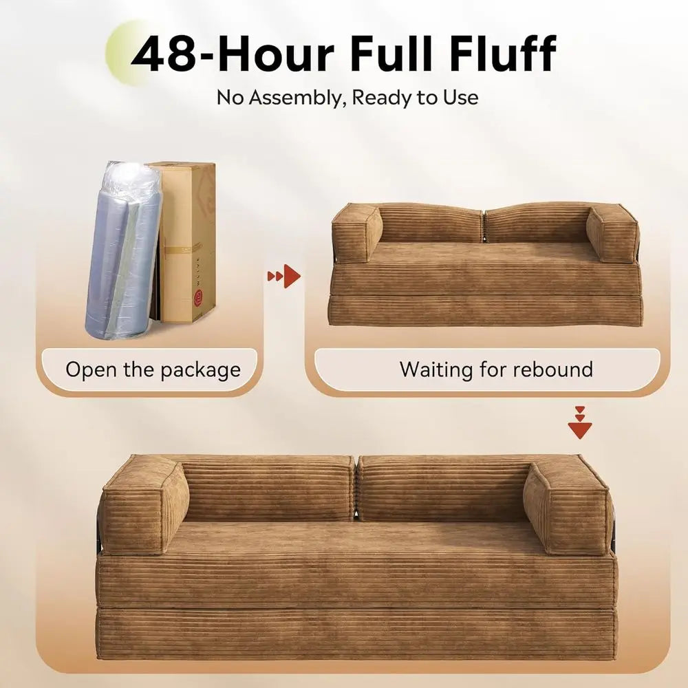 Brown Corduroy Convertible Sleeper Sofa