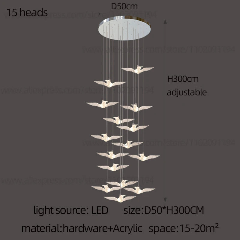 LED Bird Pendant Chandelier