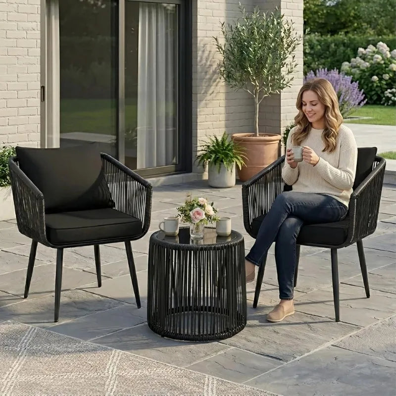 NEW 2026 All-Weather Rattan 3-Piece Patio Bistro Set