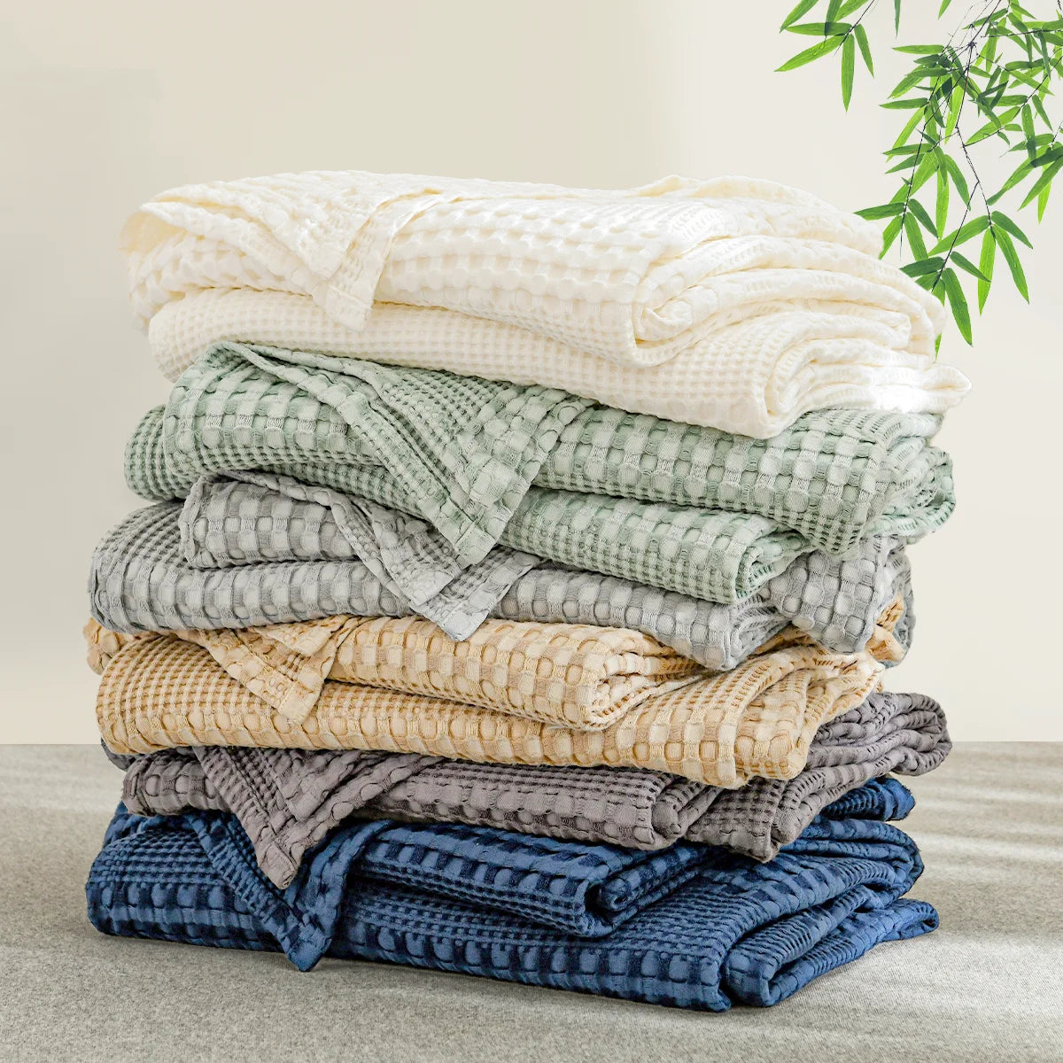 Bamboo Cotton Waffle Blanket Lightweight