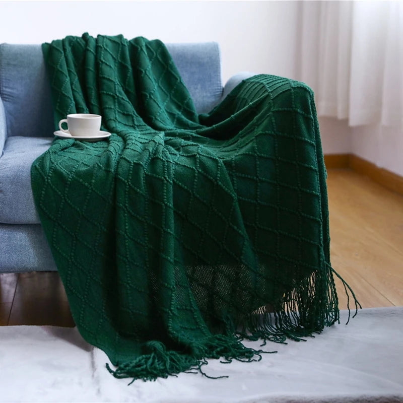 Oversized Boho Knit Throw Blanket