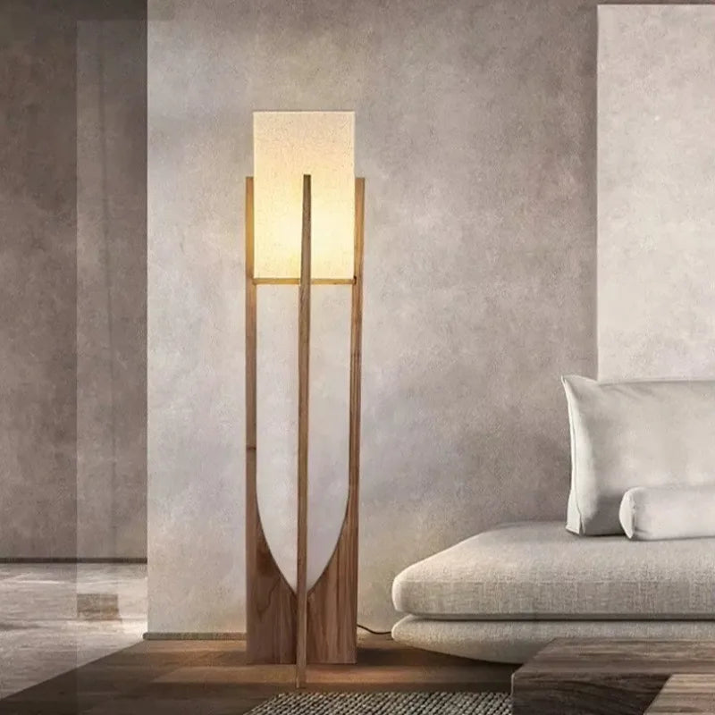 Japanese Vintage Wood Floor Lamp