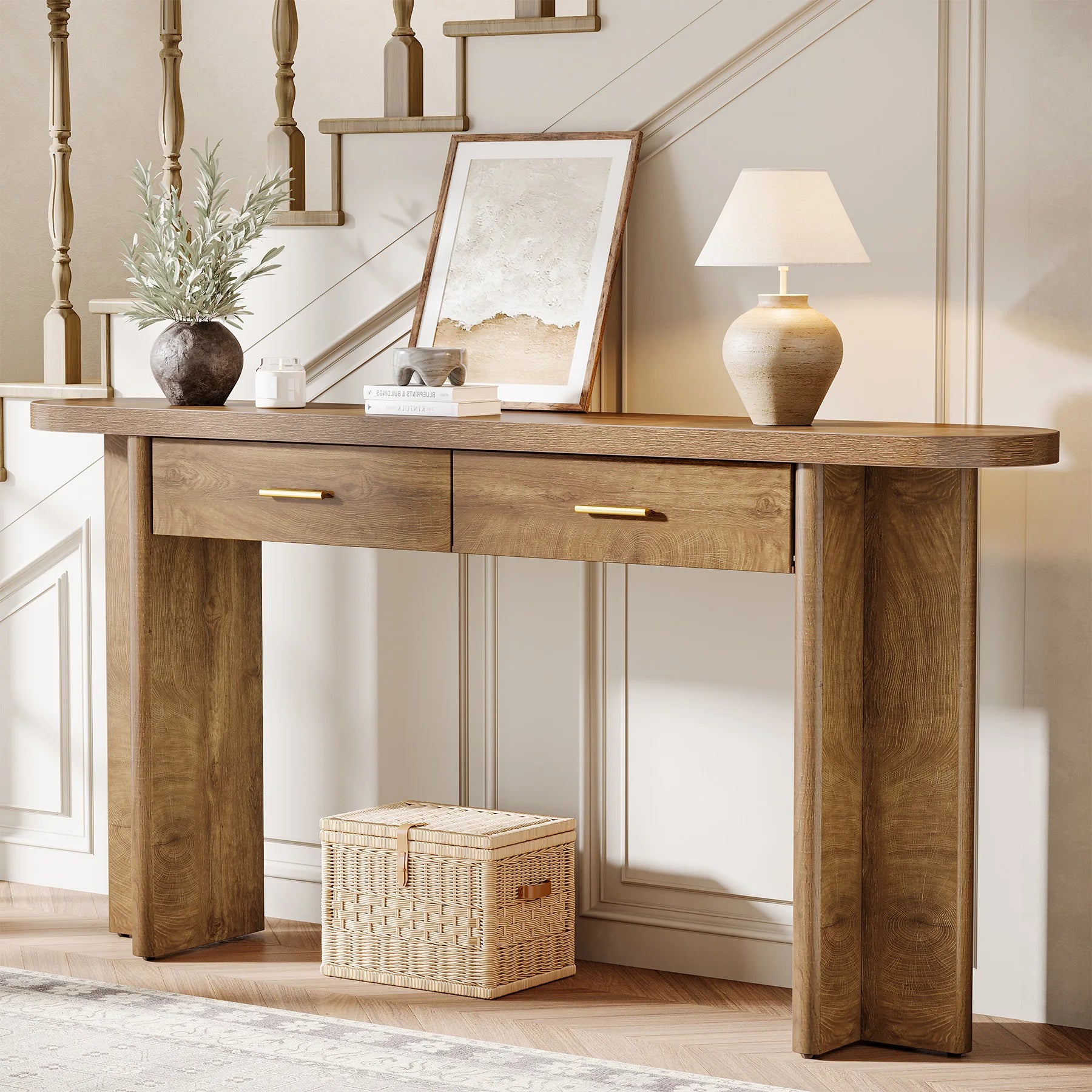 Farmhouse Console Table With Drawers