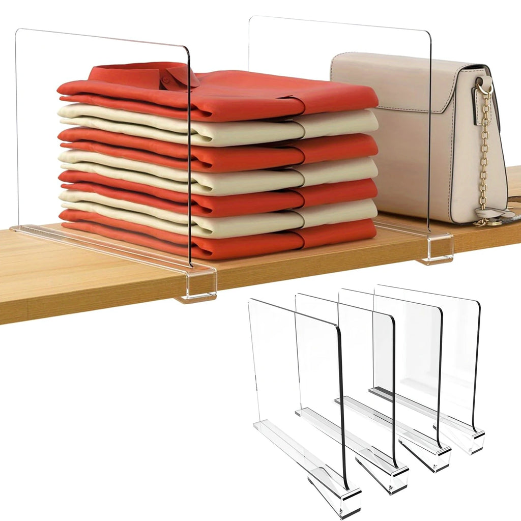 No-Drill Clear Acrylic Shelf Dividers