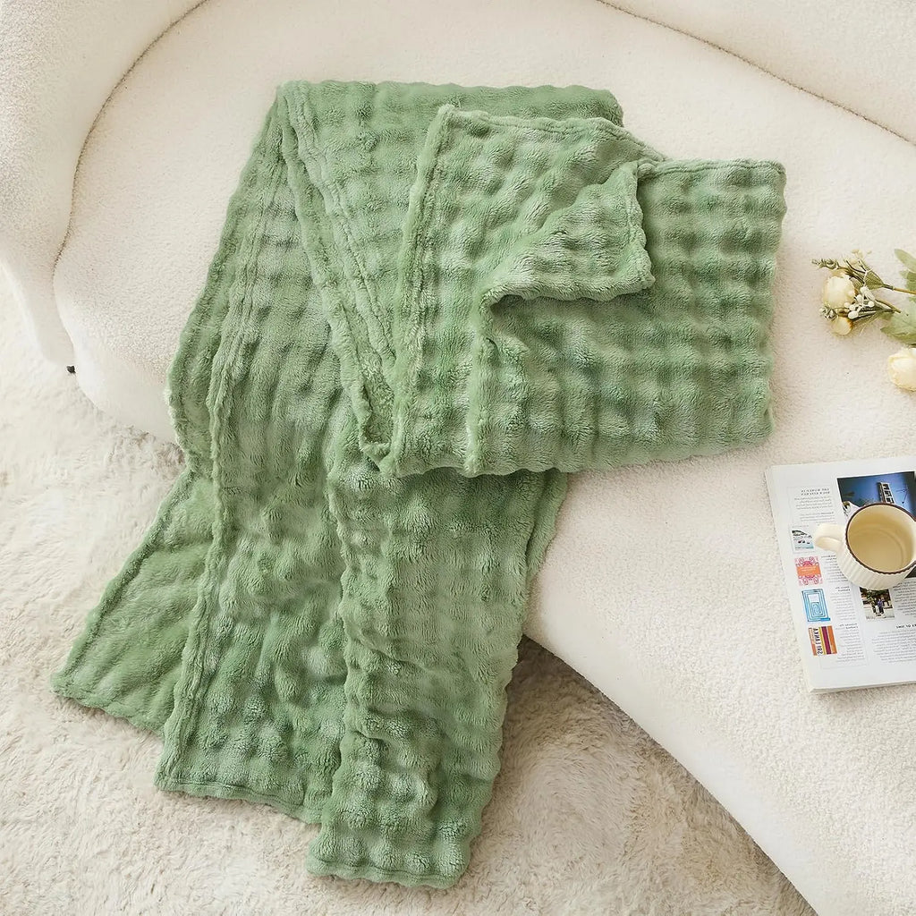 Sage Green Bubble Fleece Blanket