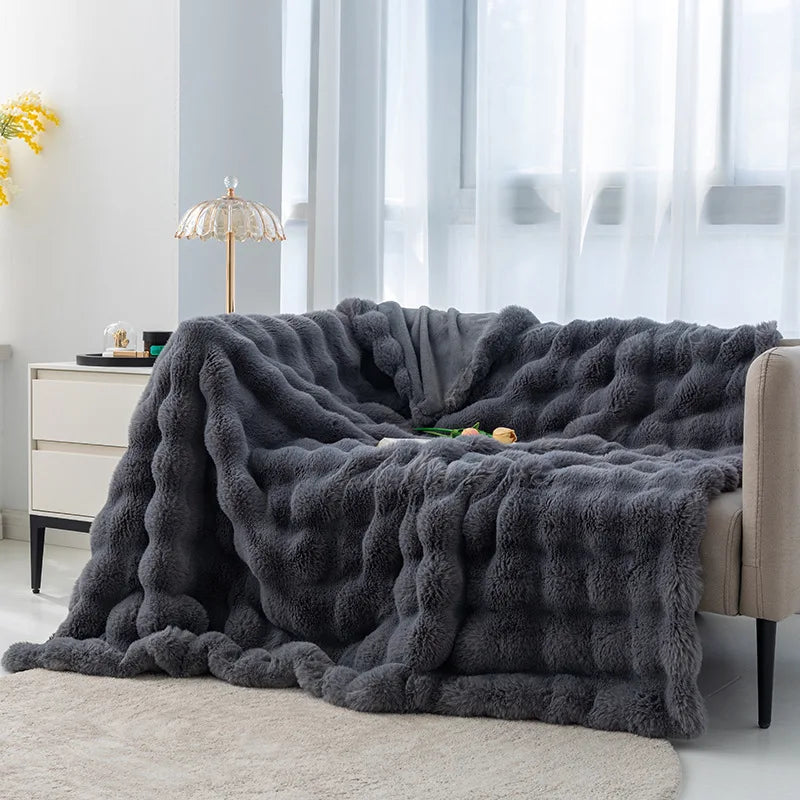 Luxury Rabbit Plush Winter Blanket