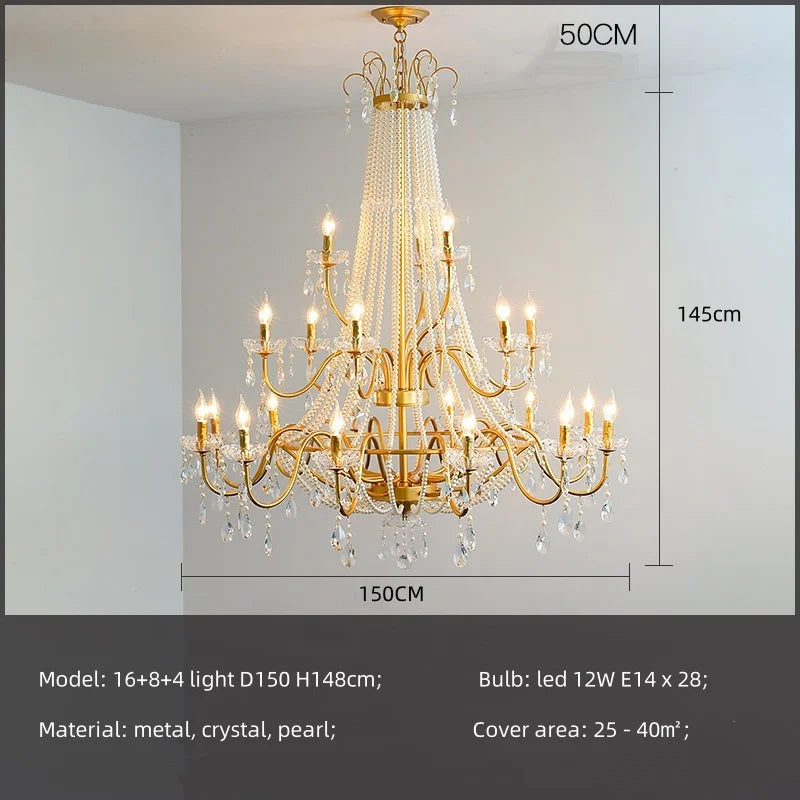 Gold Crystal Candle Chandelier Luxury