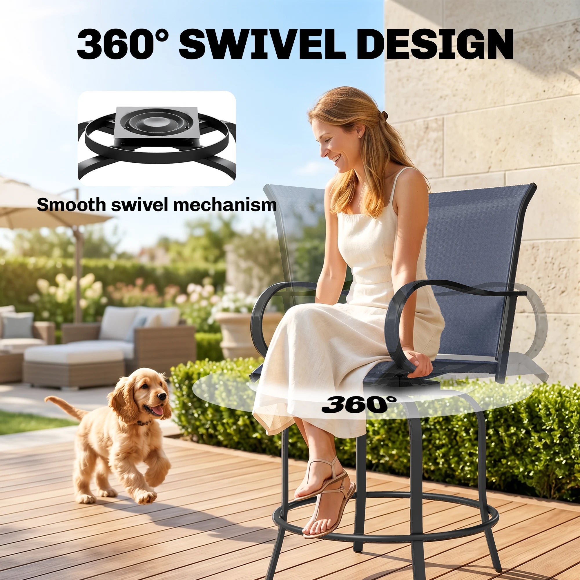 Navy Blue Swivel Bar Stools