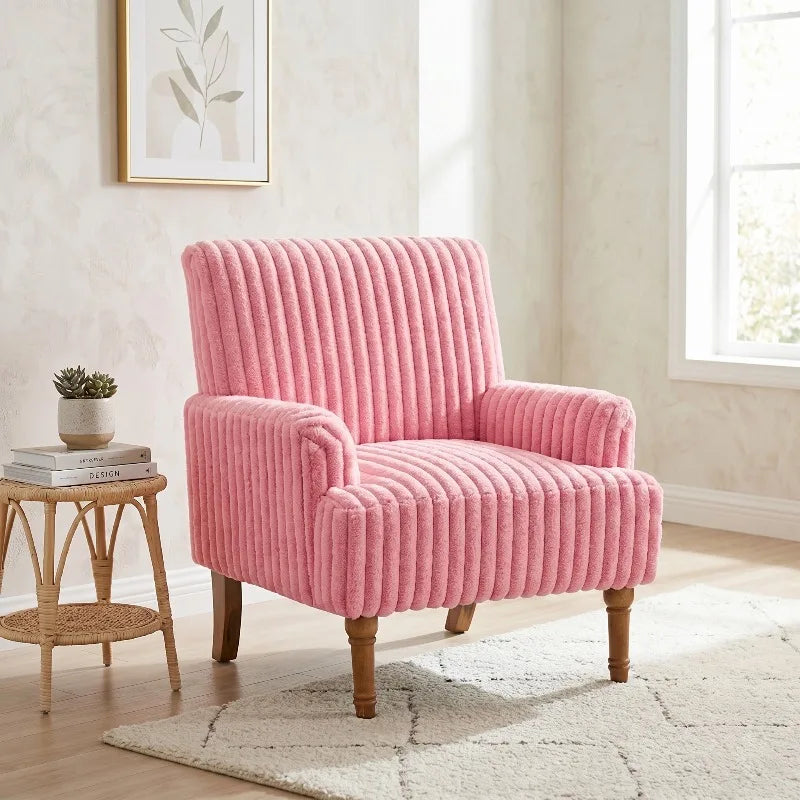 Pink Corduroy Modern Accent Chair