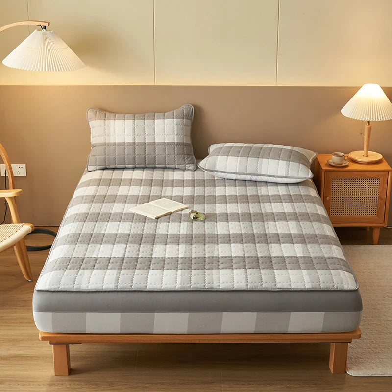 Premium Plaid Quilted Mattress Protector