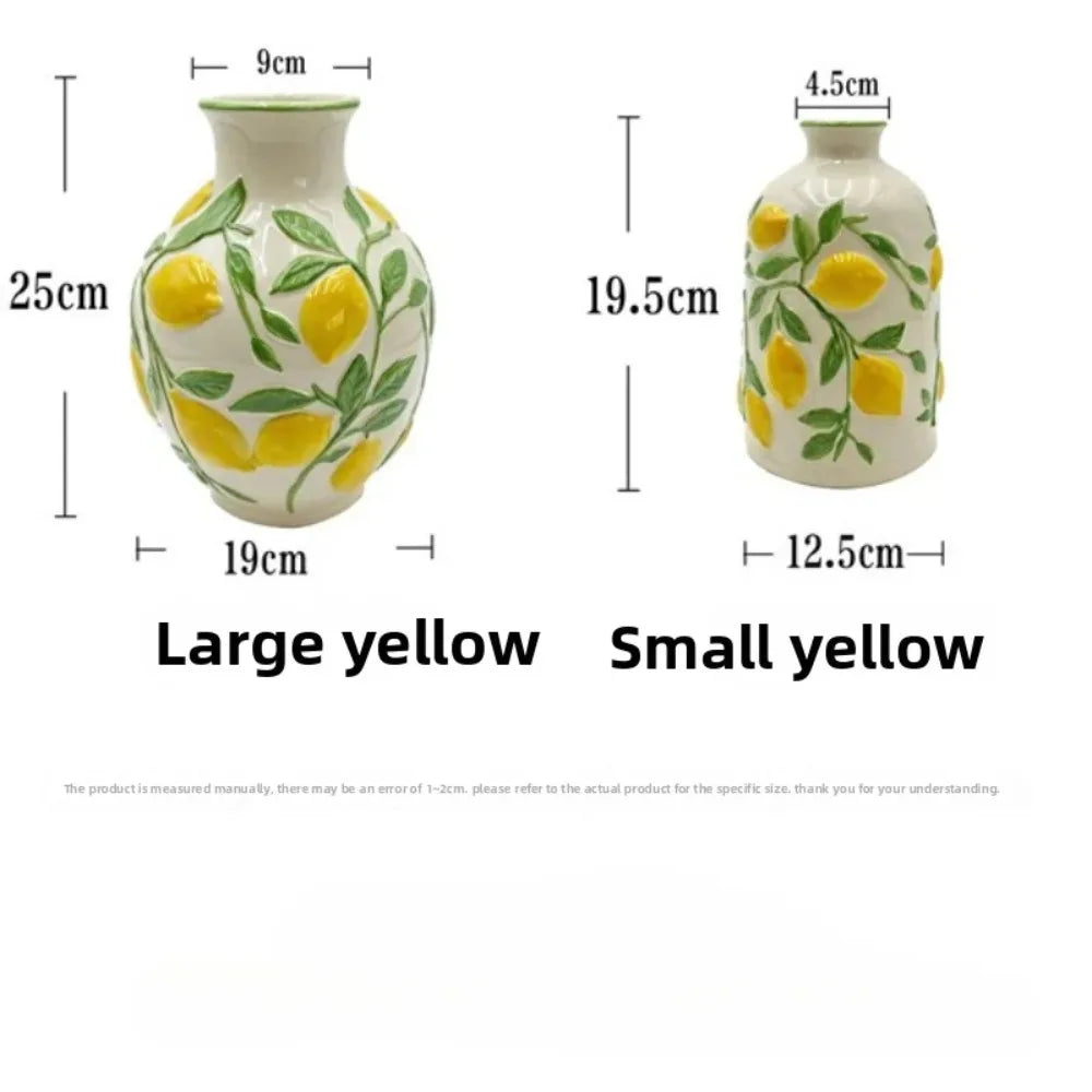 Elegant Ceramic Lemon Flower Vase