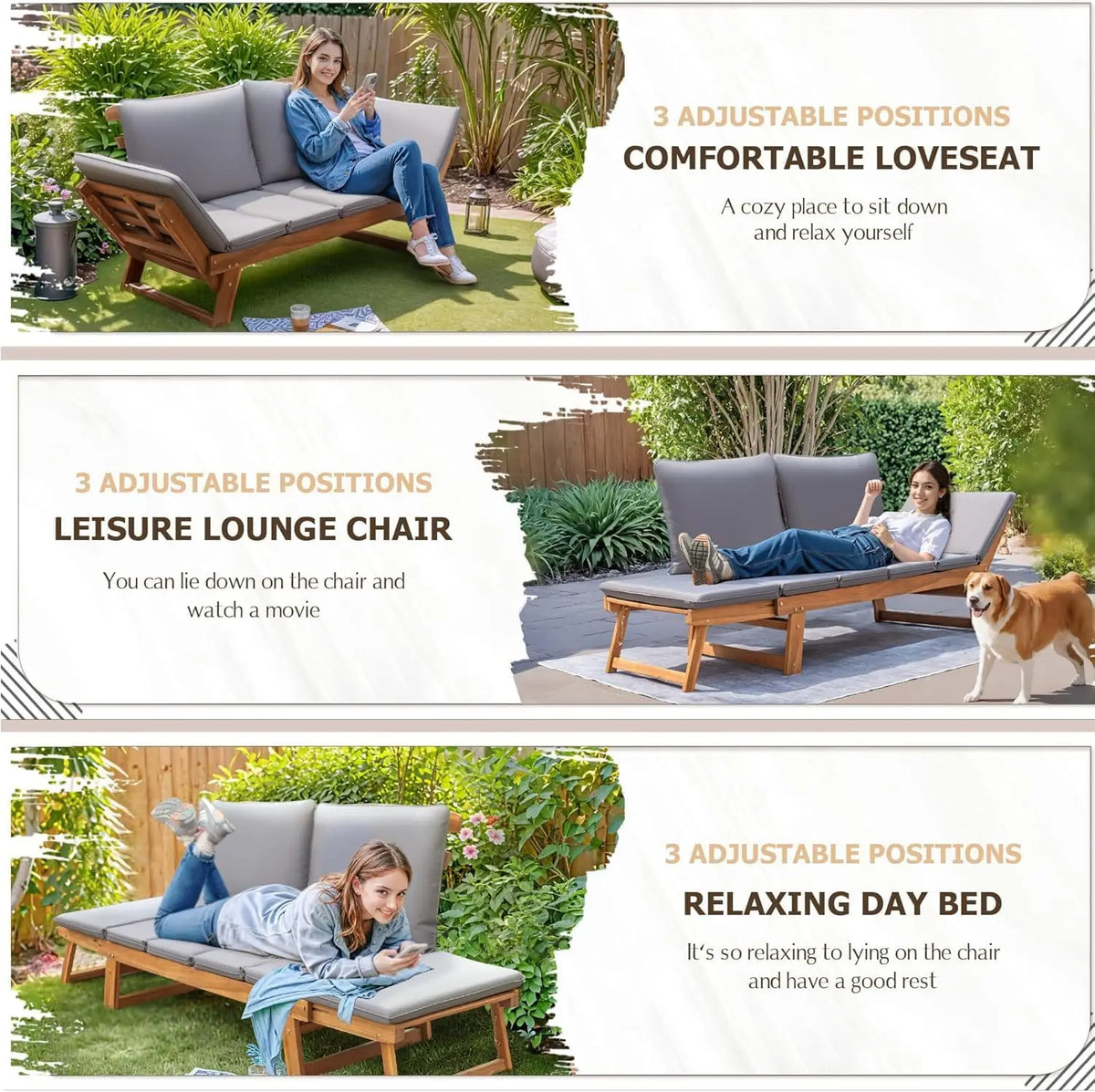 Convertible Acacia Outdoor Daybed