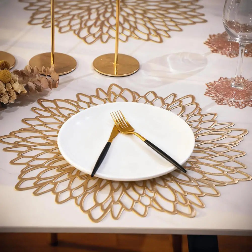 Gold Round PVC Table Placemats