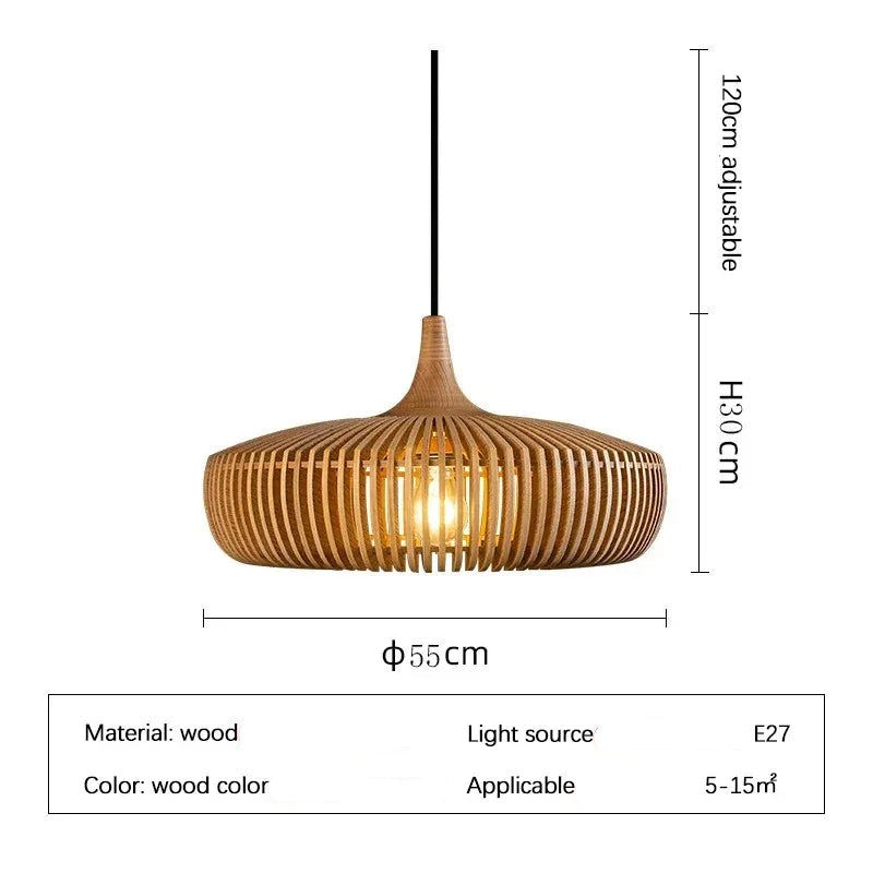 Wabi-Sabi Hollowed Wooden Pendant Light