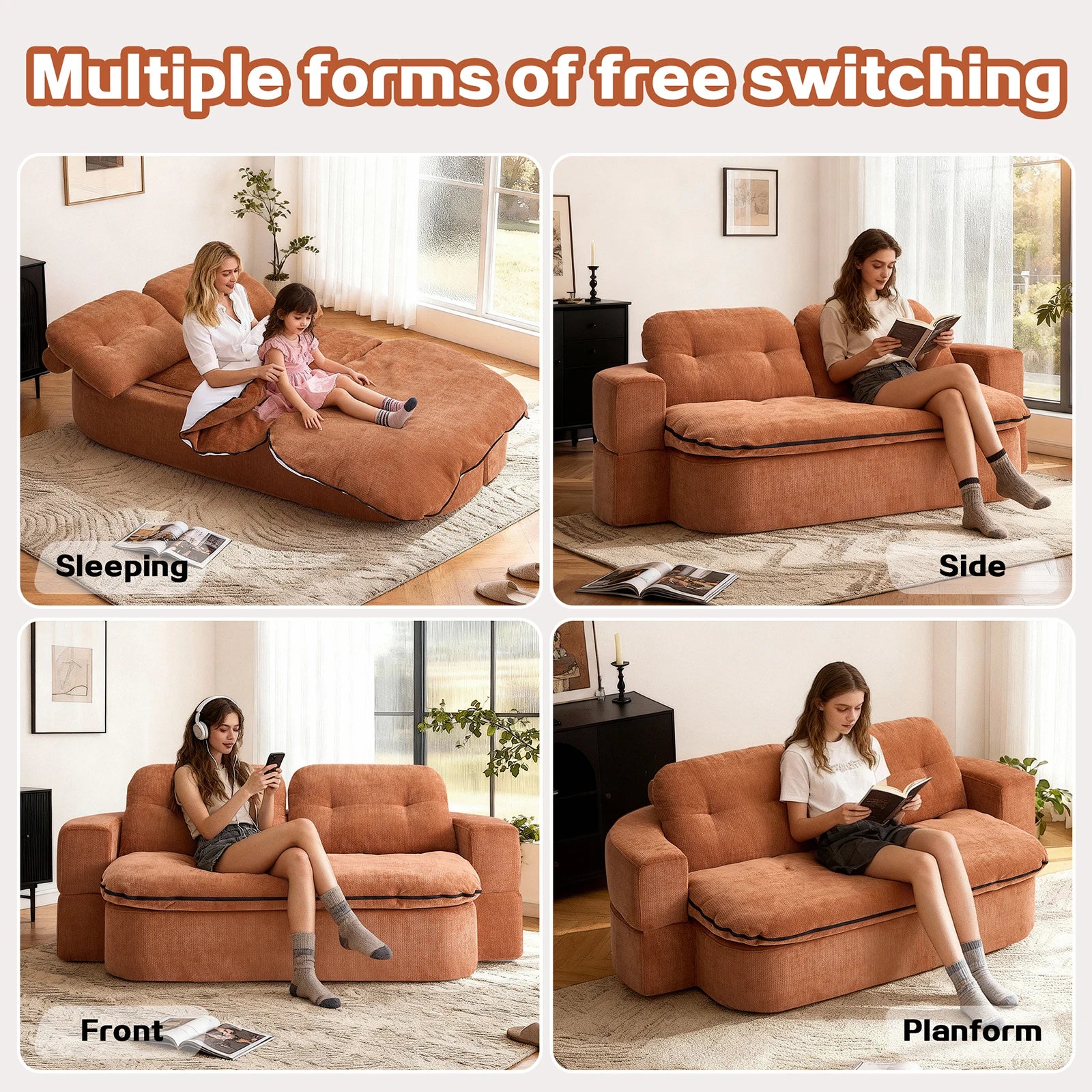 79" Boneless Convertible Loveseat Bed