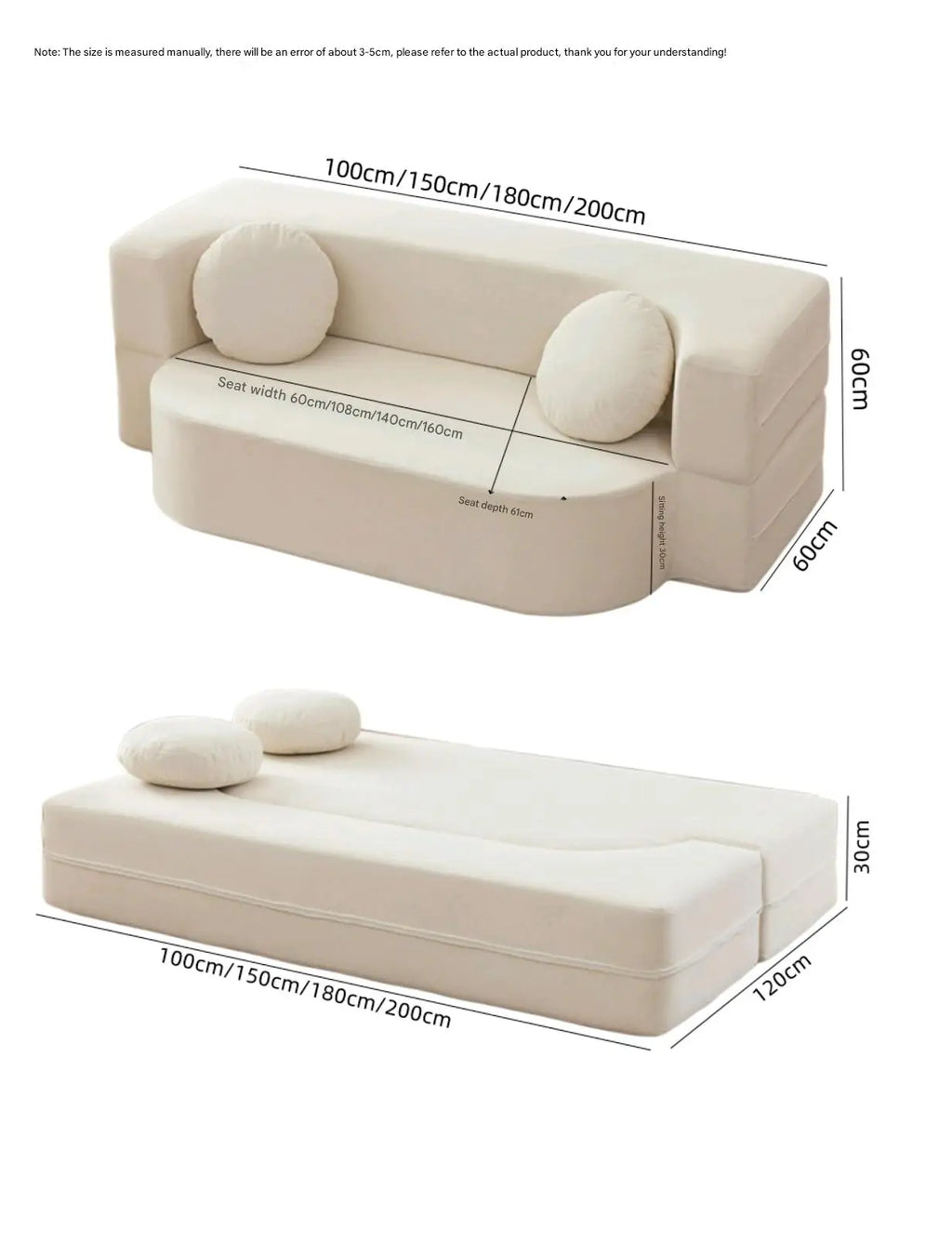 Compact Fabric Sofa Bed