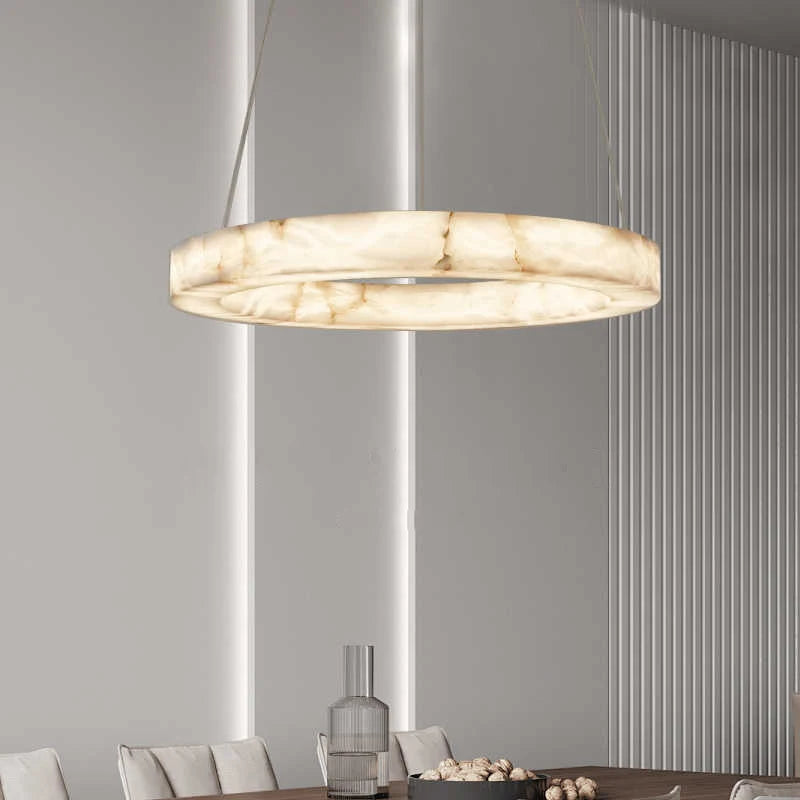 Modern Faux Marble Round Pendant