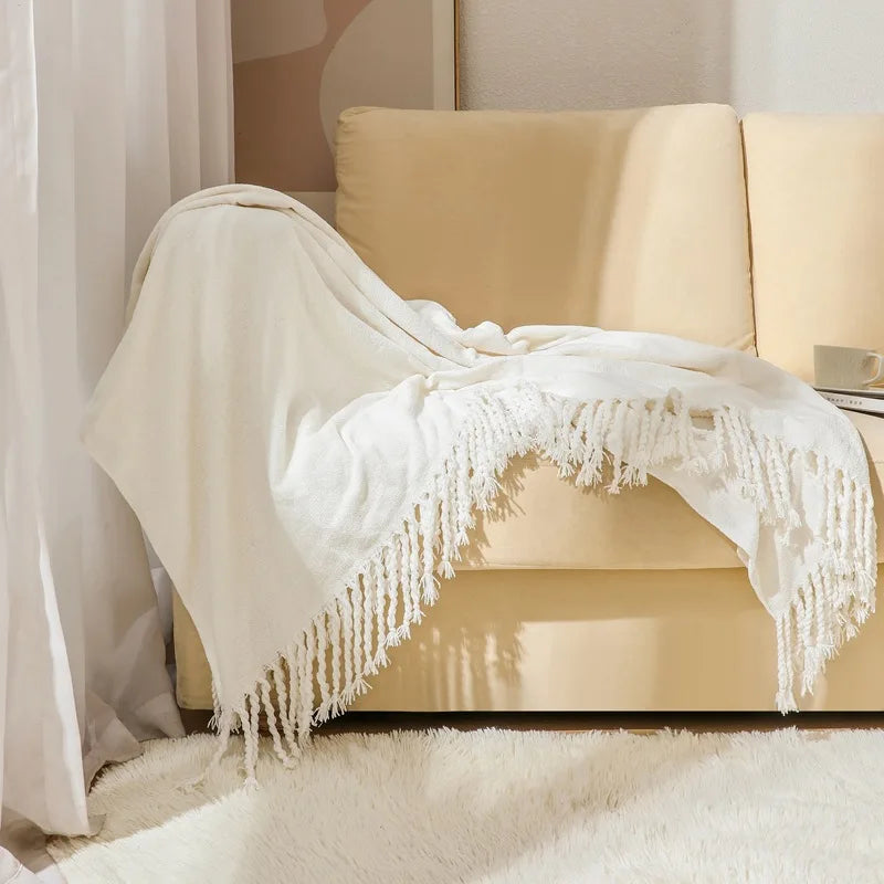 Chenille Summer Knitted Throw Blanket