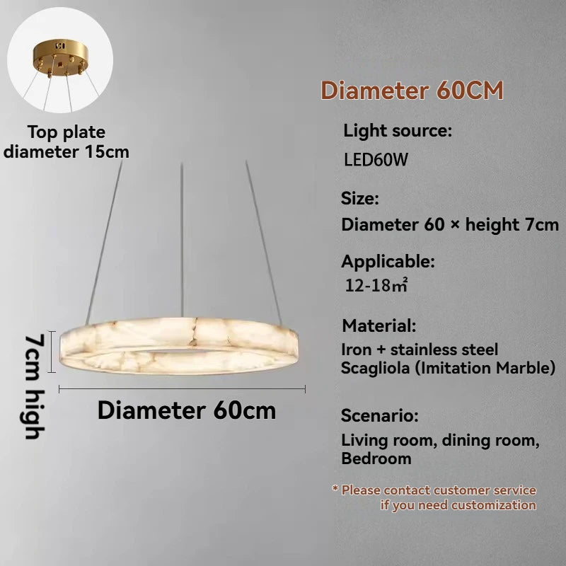 Modern Faux Marble Round Pendant