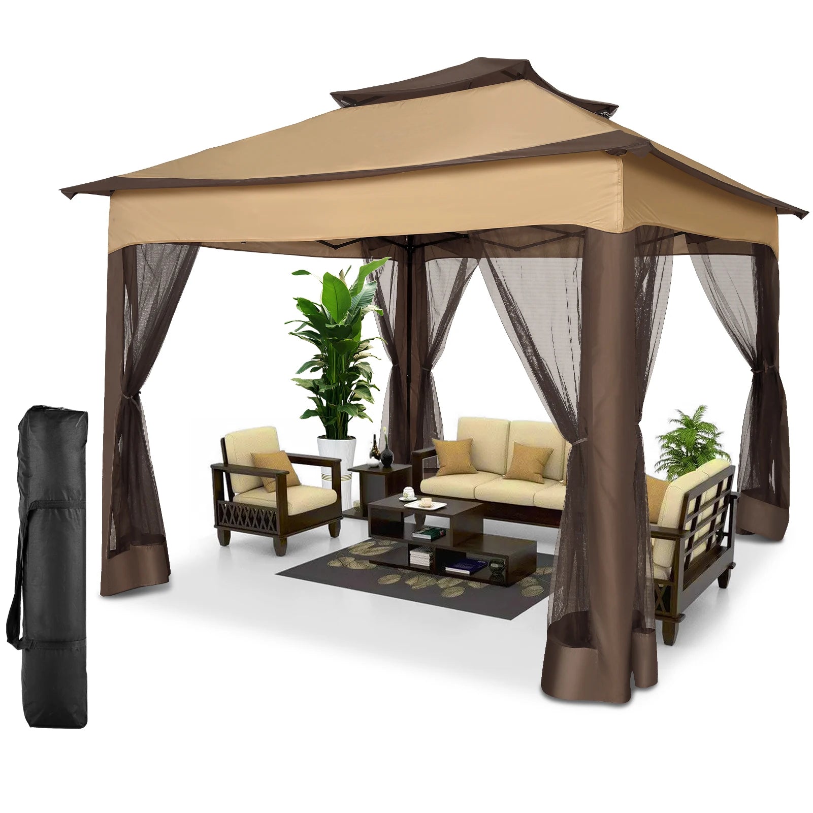 11×11 One-Push Pop-Up Gazebo with Mosquito Netting