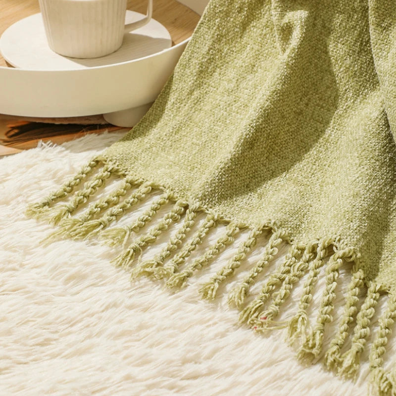 Chenille Summer Knitted Throw Blanket