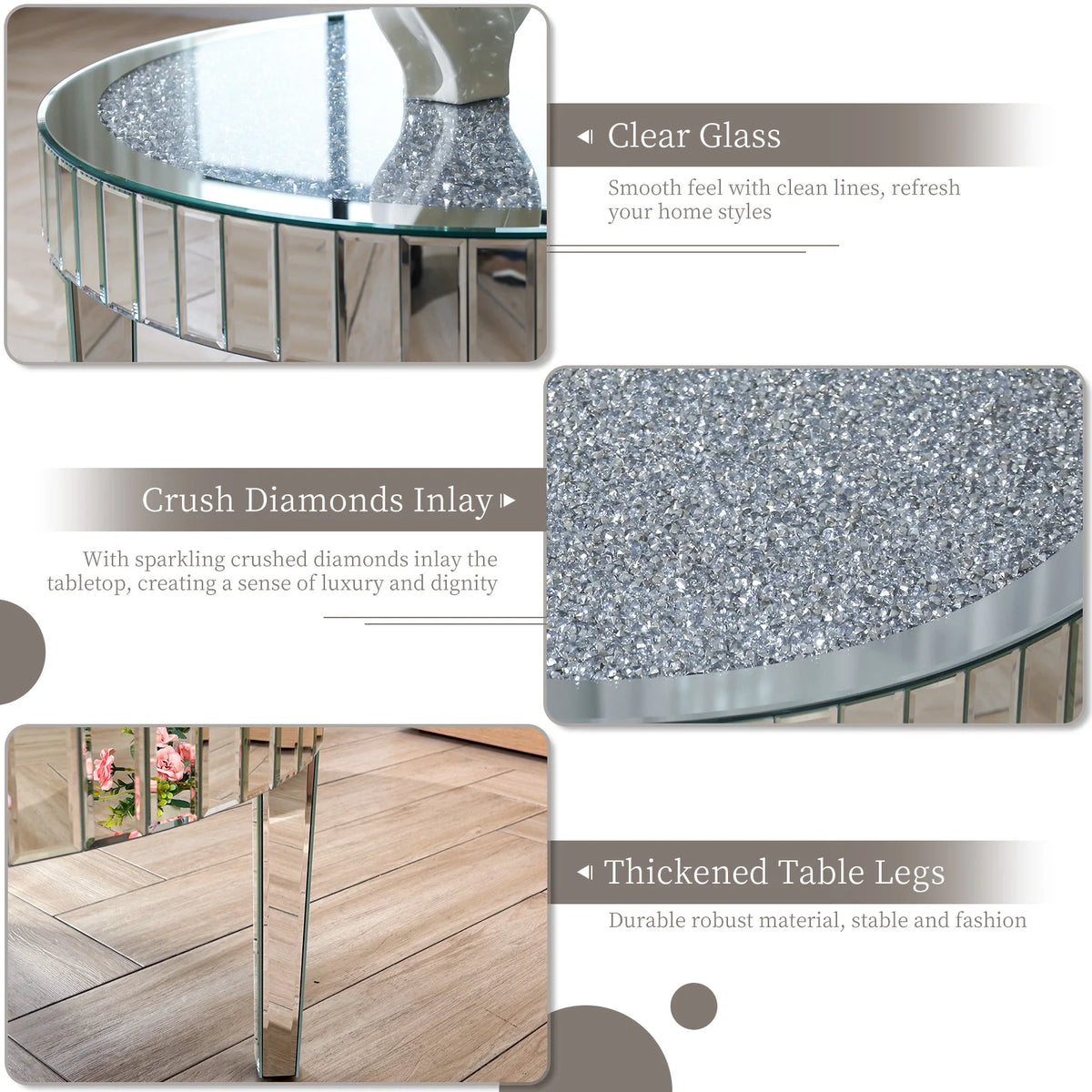 Crushed Diamond Mirrored Table