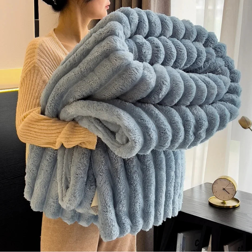 Soft Striped Fleece Throw Blanket