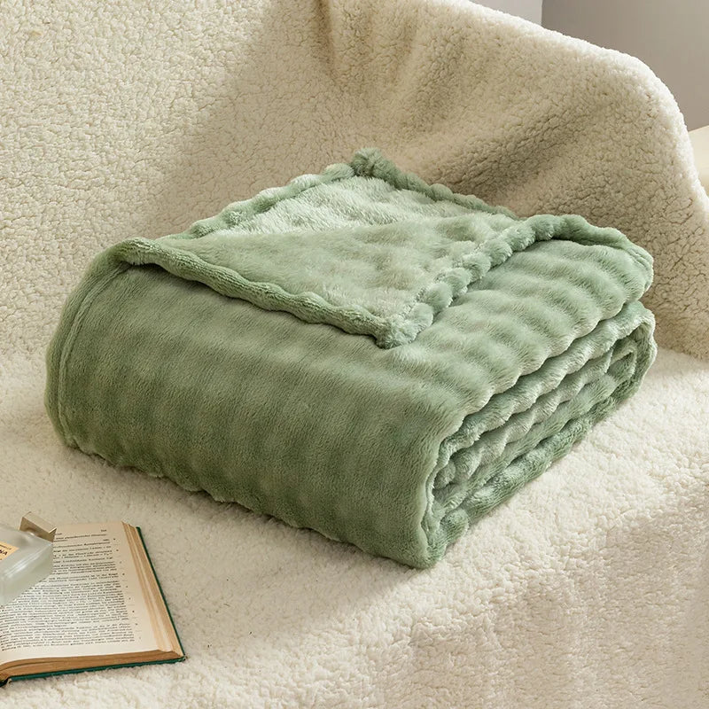 Sage Green Bubble Fleece Blanket