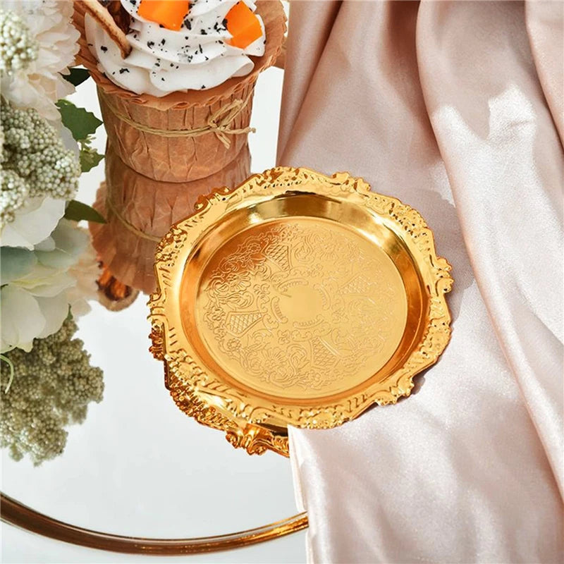 Glossy Metal Decorative Round Tray