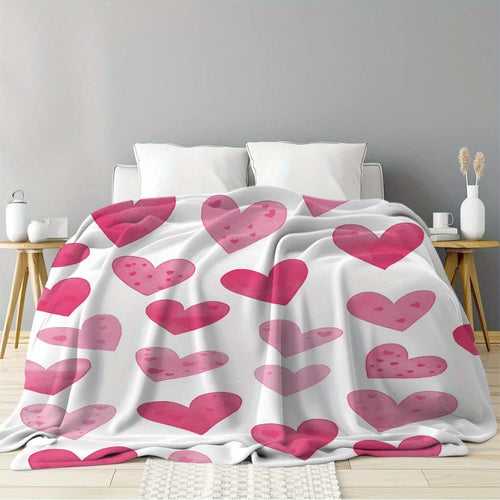 Cozy Heart Stripe Flannel Blanket