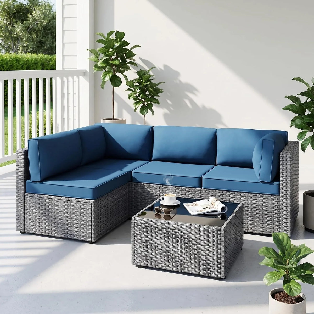 5-Piece Rattan Patio Furniture Set