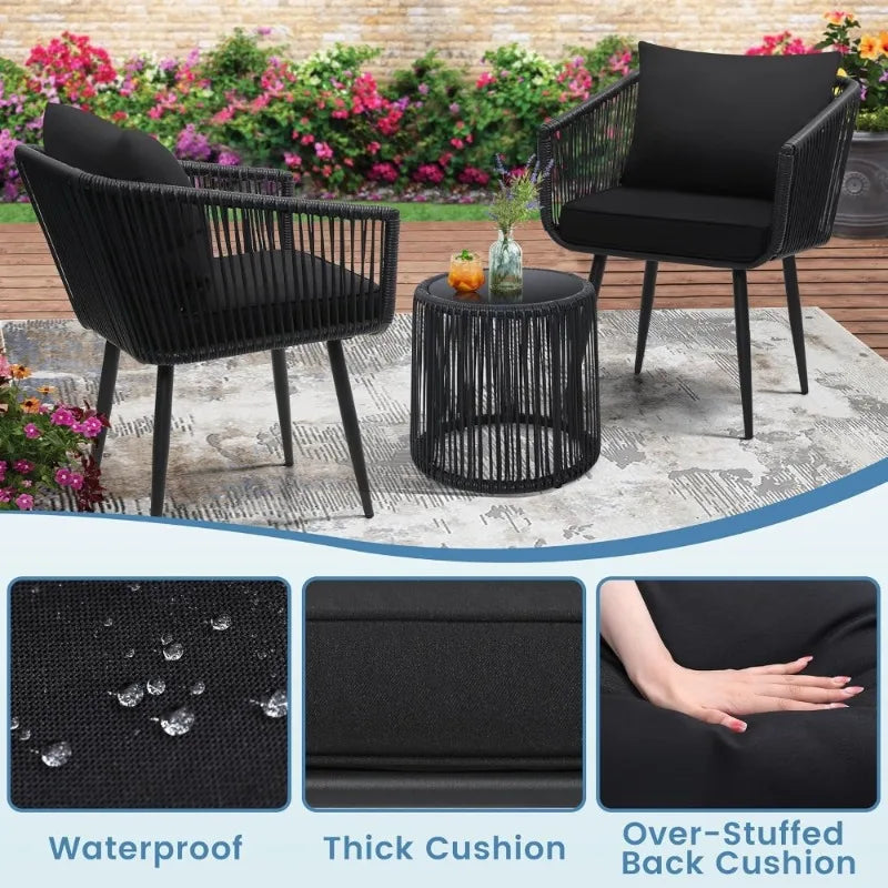 NEW 2026 All-Weather Rattan 3-Piece Patio Bistro Set
