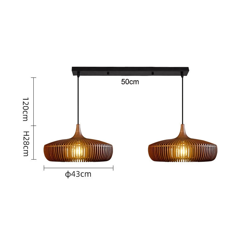 Wabi-Sabi Hollowed Wooden Pendant Light
