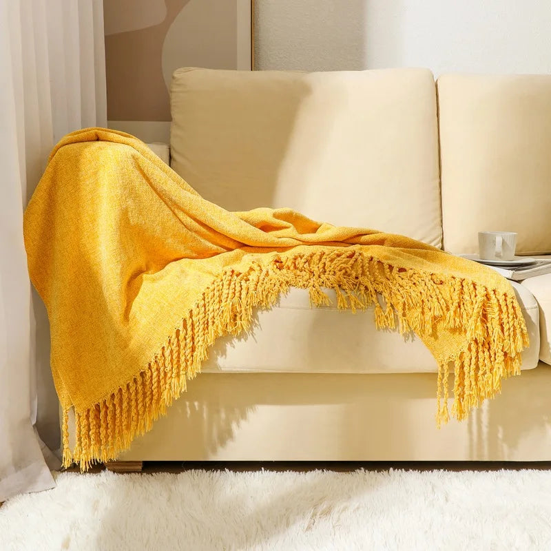 Chenille Summer Knitted Throw Blanket