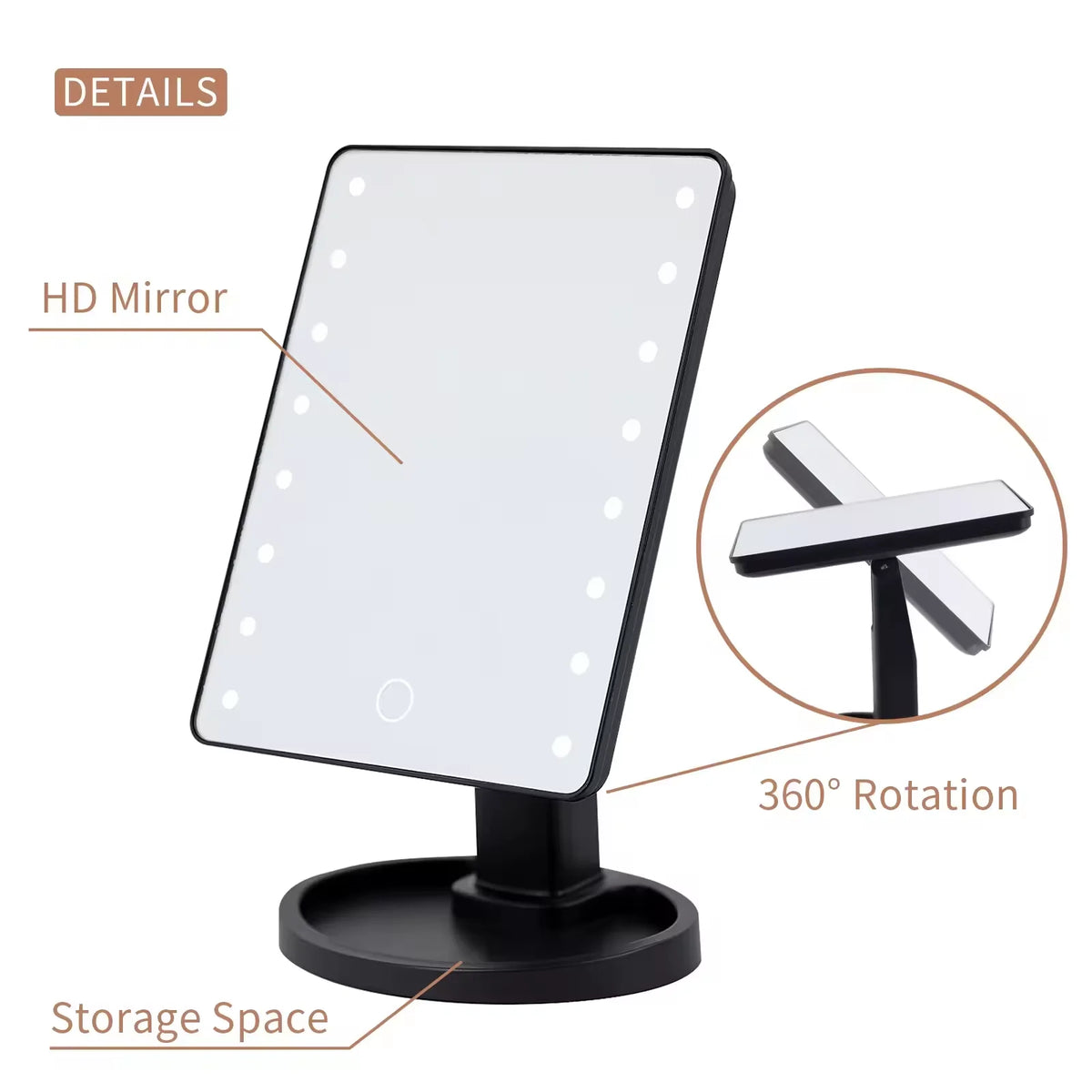 LED Touch-Control Vanity Makeup Mirror