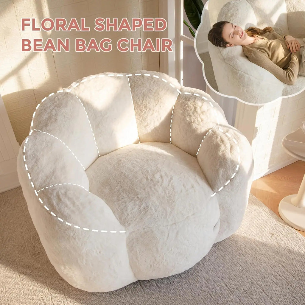 Floral Faux Fur Bean Bag