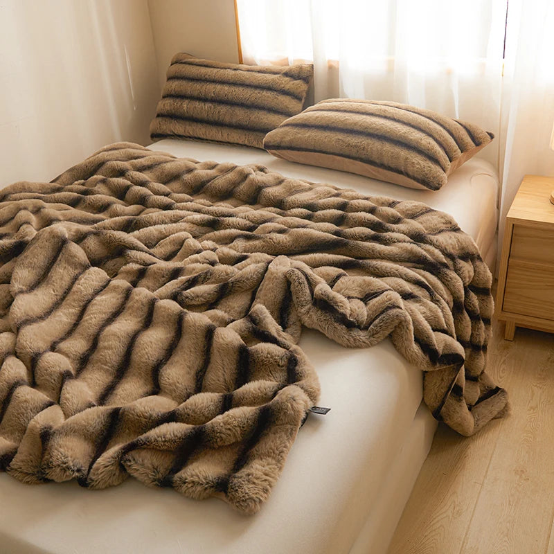 Plush Faux Rabbit Fur Blanket