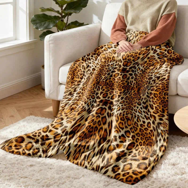 Soft Leopard Flannel Throw Blanket