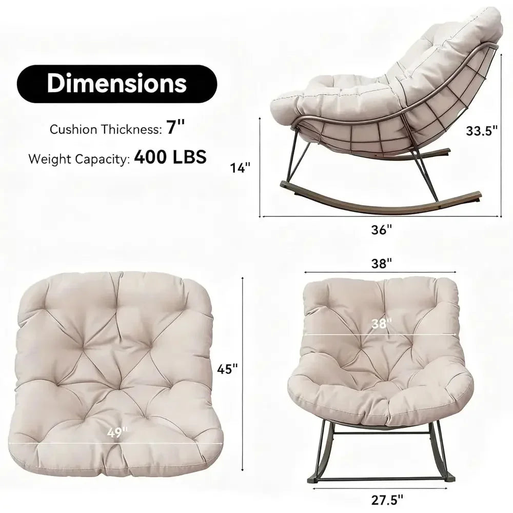 Beige Egg-Shaped Papasan Rocker