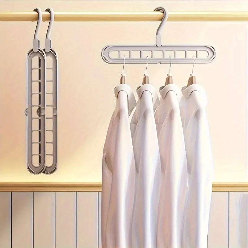 Space-Saving 9-Hole Clothes Hangers