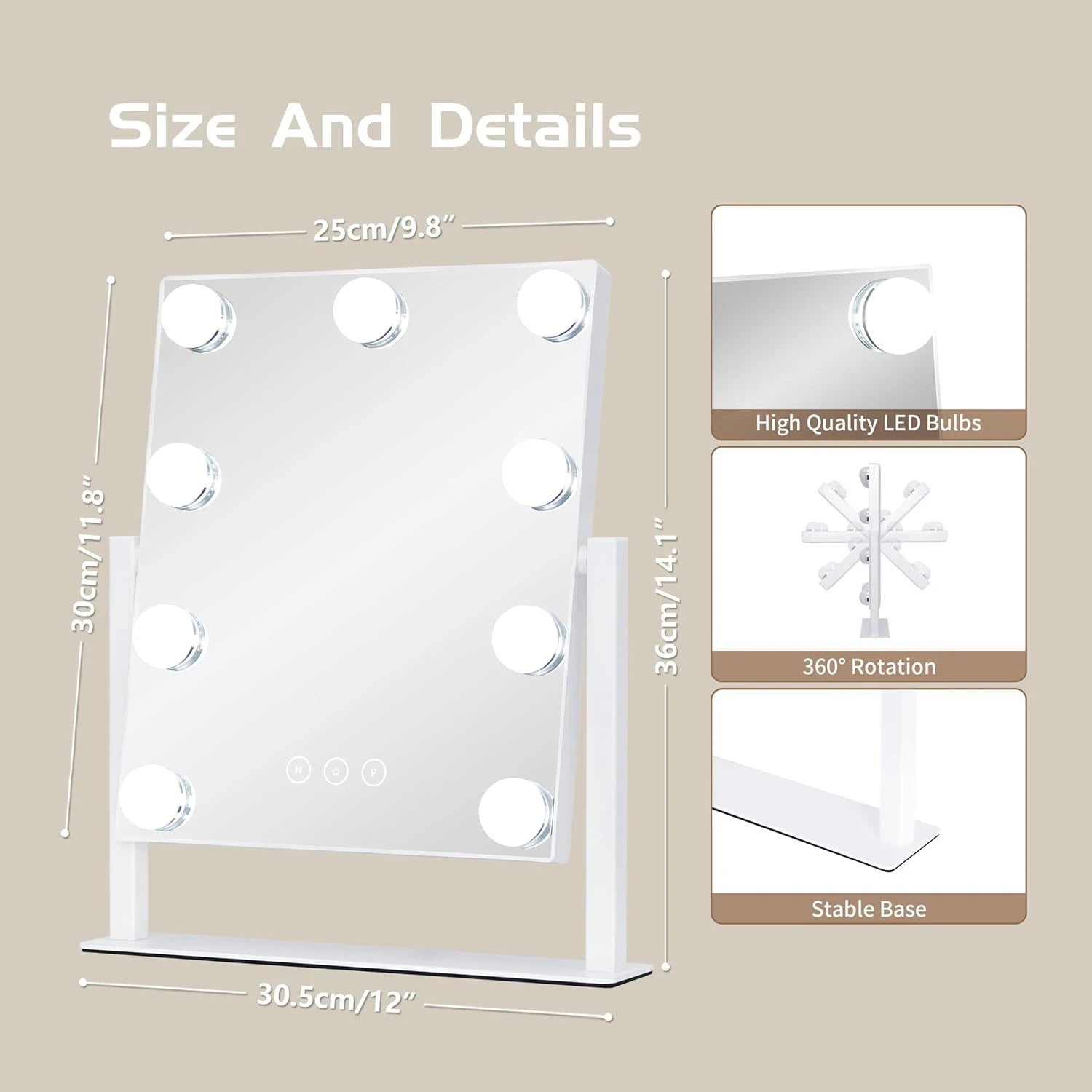 Hollywood Vanity Mirror with 9 LED Bulbs