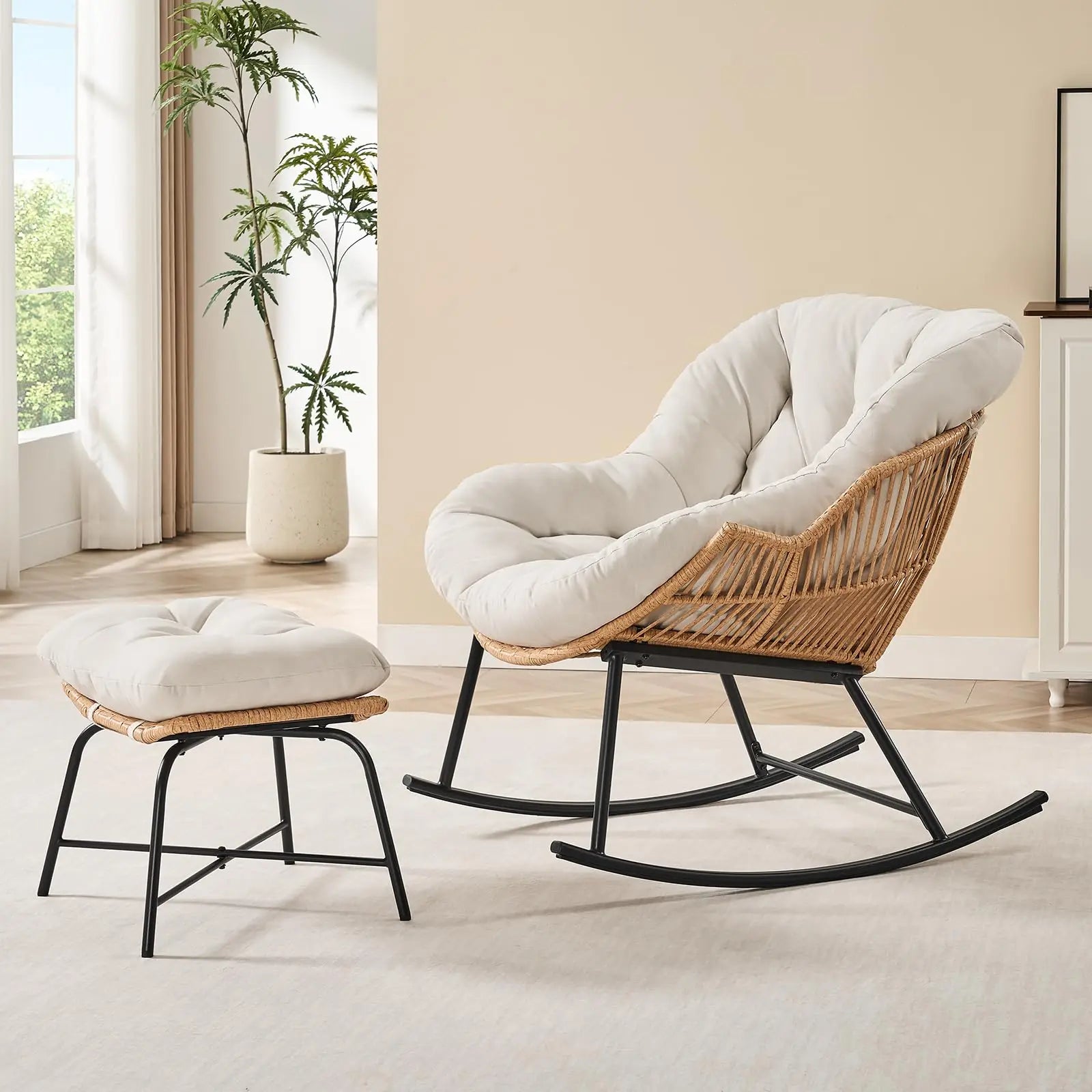 Papasan Rocker with Ottoman