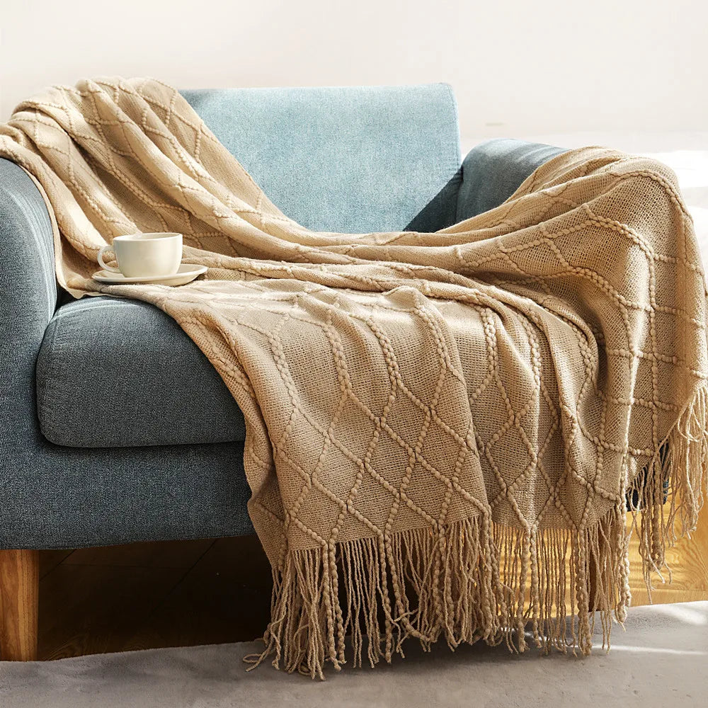 Oversized Boho Knit Throw Blanket
